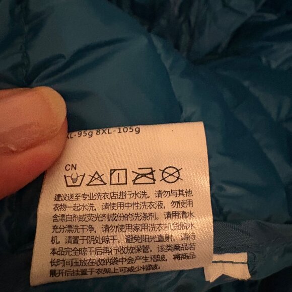 Cherfly Down Puffer Jacket with Attached Hood Large Turquoise NWT - Picture 6 of 6